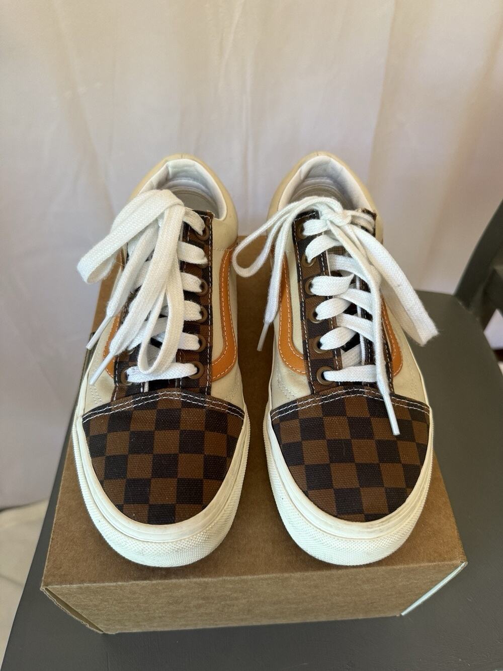 Vans Old Skool Checkered Brown LV Sneakers M5.5 W7